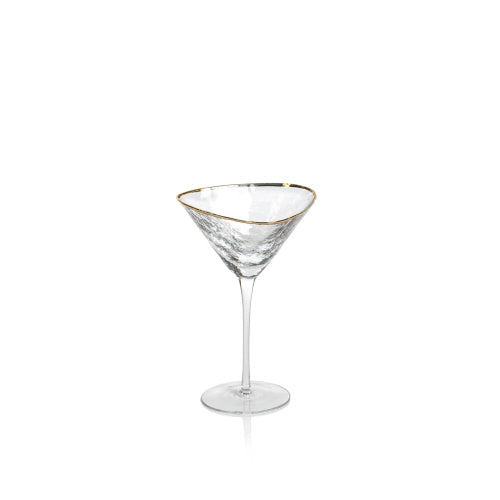 Aperitivo Triangular Martini Glass with Gold Rim