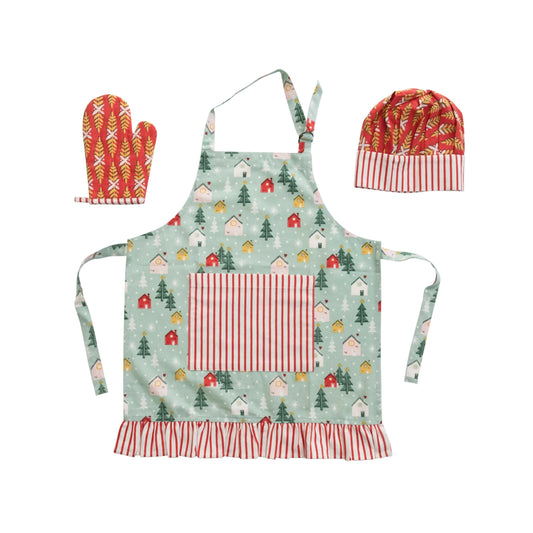 Child Apron, Chef Hat and Hot Mitt, Set of 3 CREATIVE CO-OP