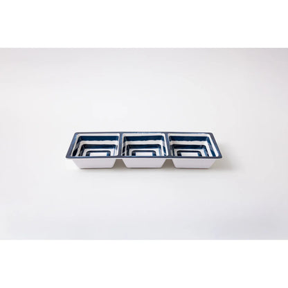 3-Section Taco Serving Tray in Coastal Stripe