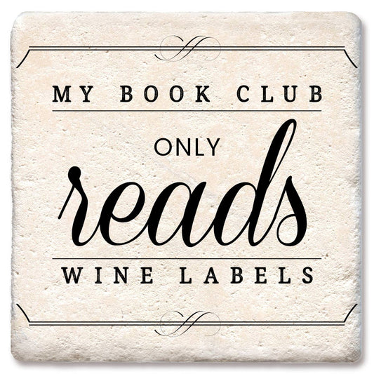 Coaster My Book Club only reads wine labels Coasters Browns Kitchen