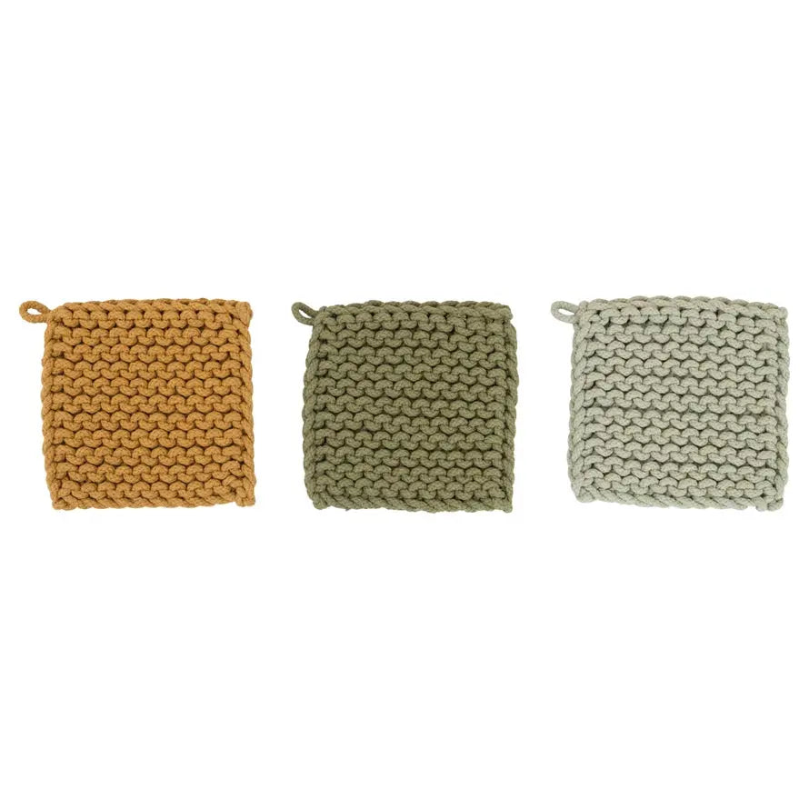 Creative Co-Op 8" Square Cotton Crochet Pot CREATIVE CO-OP