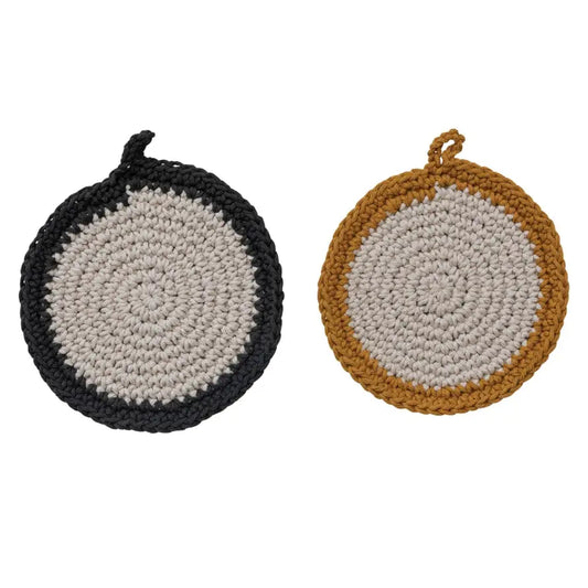 8" Round Cotton Crochet Potholder CREATIVE CO-OP