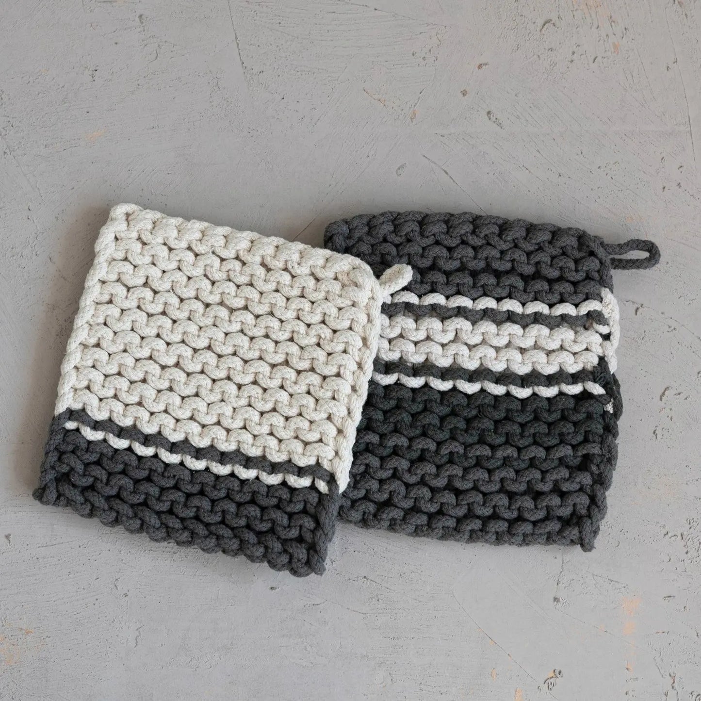Crocheted Cotton Pot Holder - 8" Square CREATIVE CO-OP