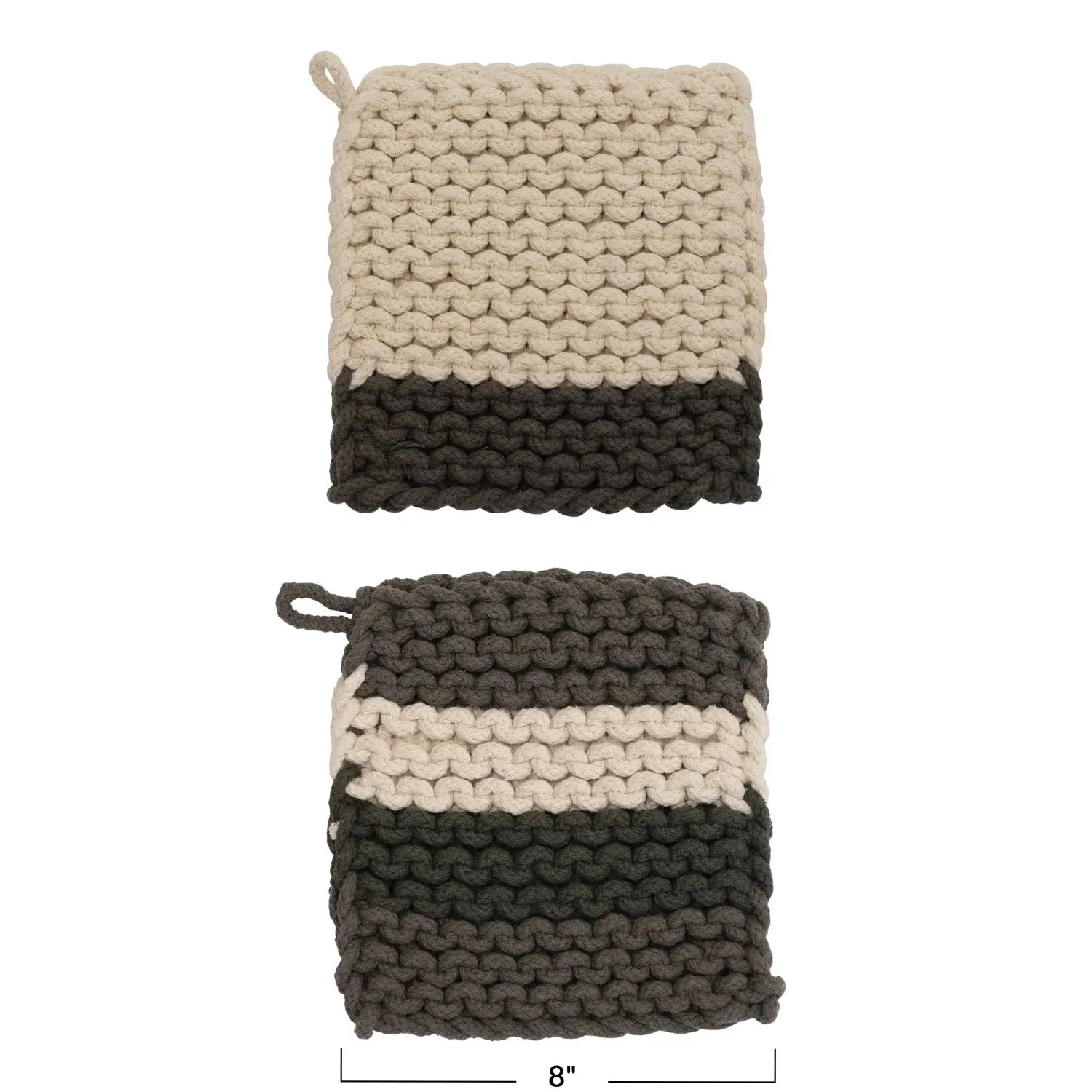 Crocheted Cotton Pot Holder - 8" Square CREATIVE CO-OP