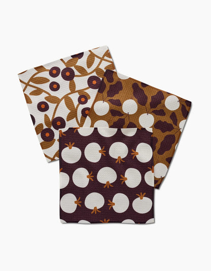 Bold Fall Geometry Dish Cloth Set of 3