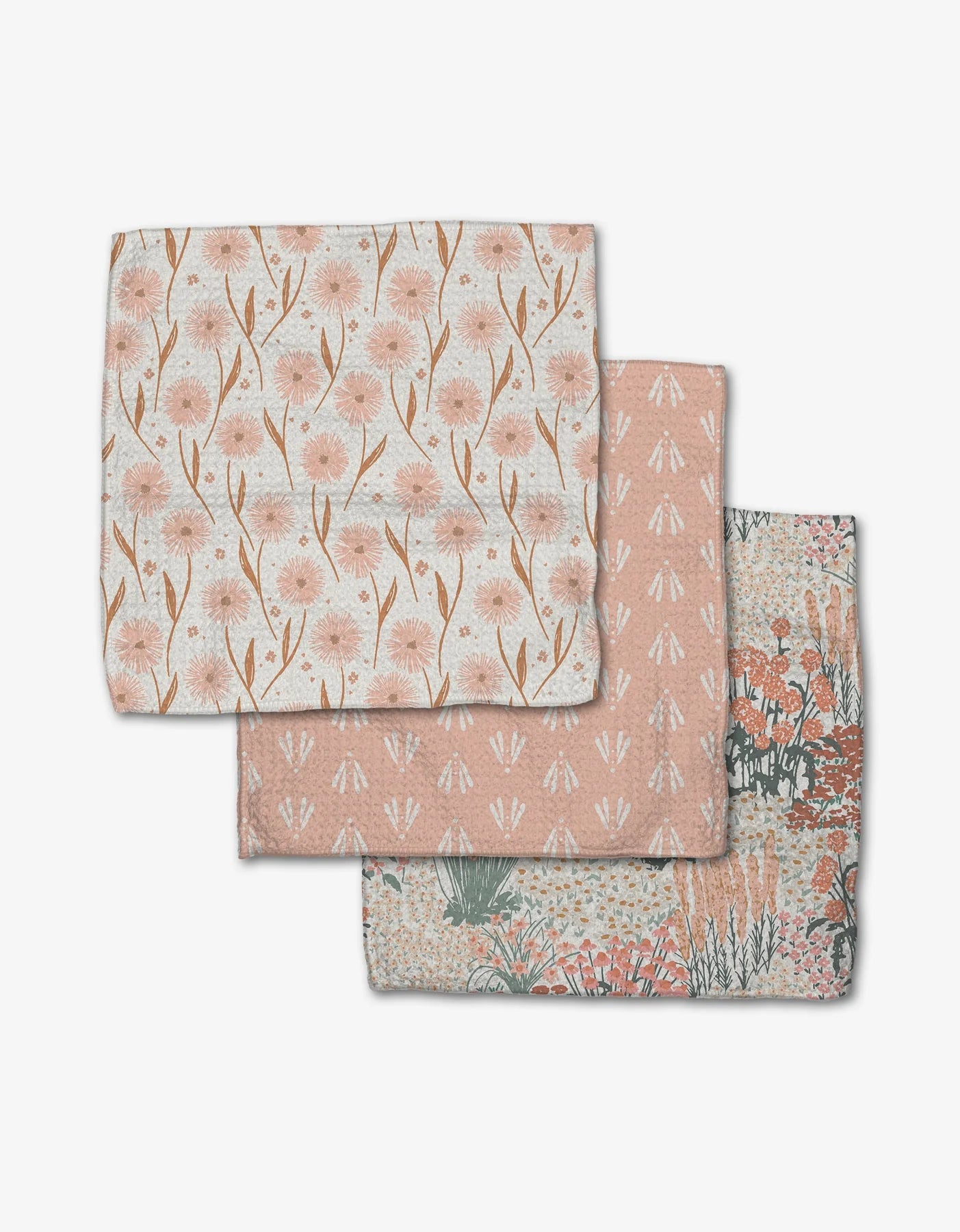 Garden Bloom Geometry Dish Cloth Set of 3