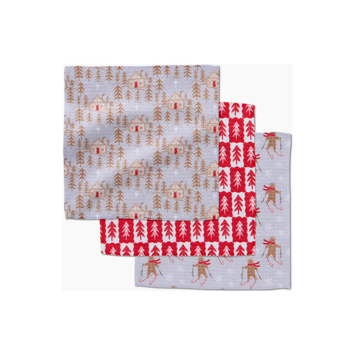 Gingerbread Homestead Geometry Dishcloth Set of 3