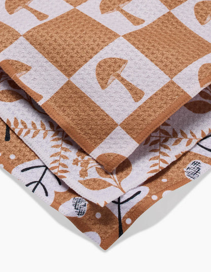 Vines, Acorns, + Mushrooms Geometry Dish Cloth Set of 3