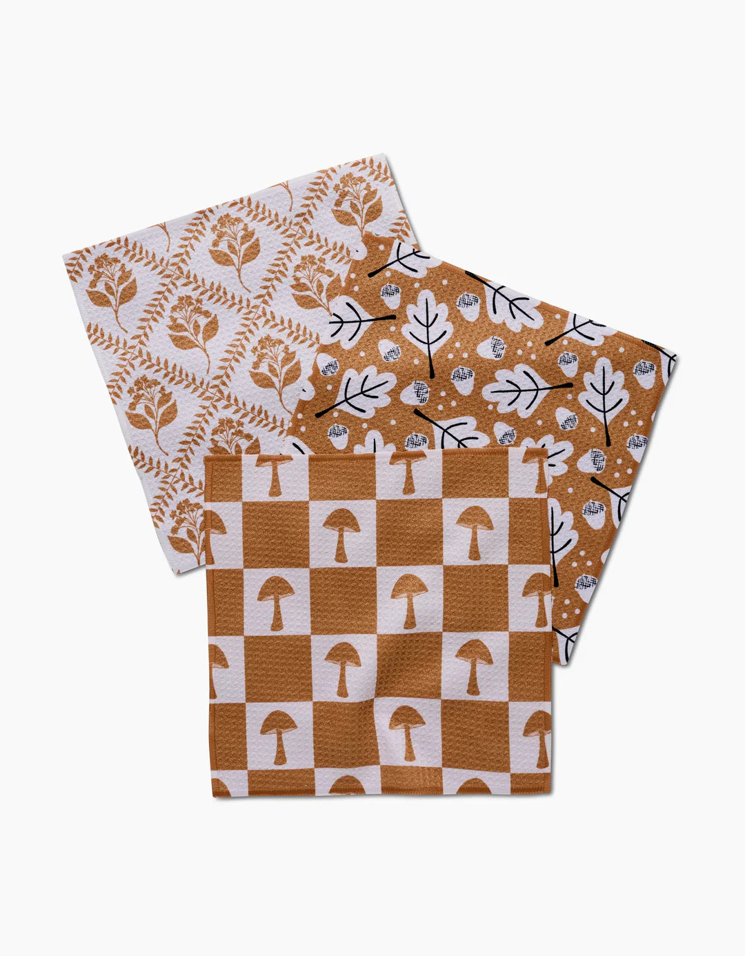 Vines, Acorns, + Mushrooms Geometry Dish Cloth Set of 3