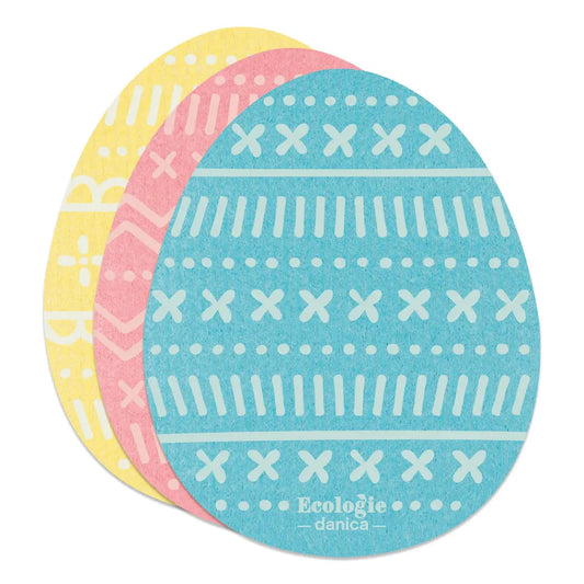 Easter Eggs Shaped Swedish Sponge Cloths Set of 3 NOW DESIGNS