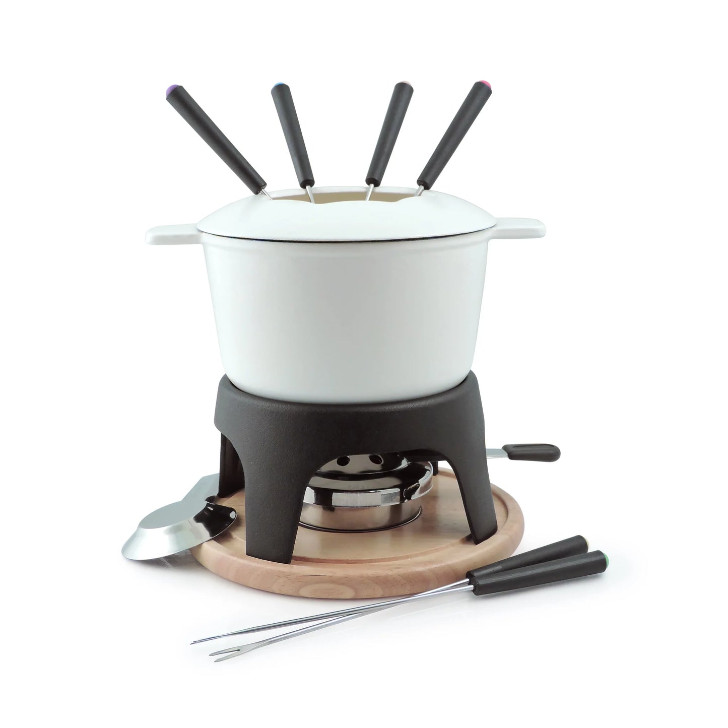 Swissmar Sierra Matte White Cast Iron Fondue Set