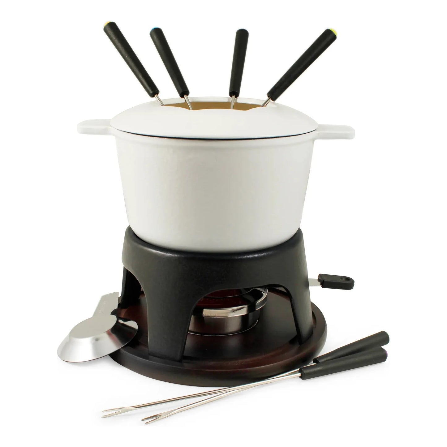 Swissmar Sierra Matte White Cast Iron Fondue Set