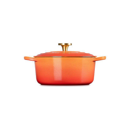 Le Creuset Signature Round Oven 7.25 Qt Flamme Doree Crucible Knob