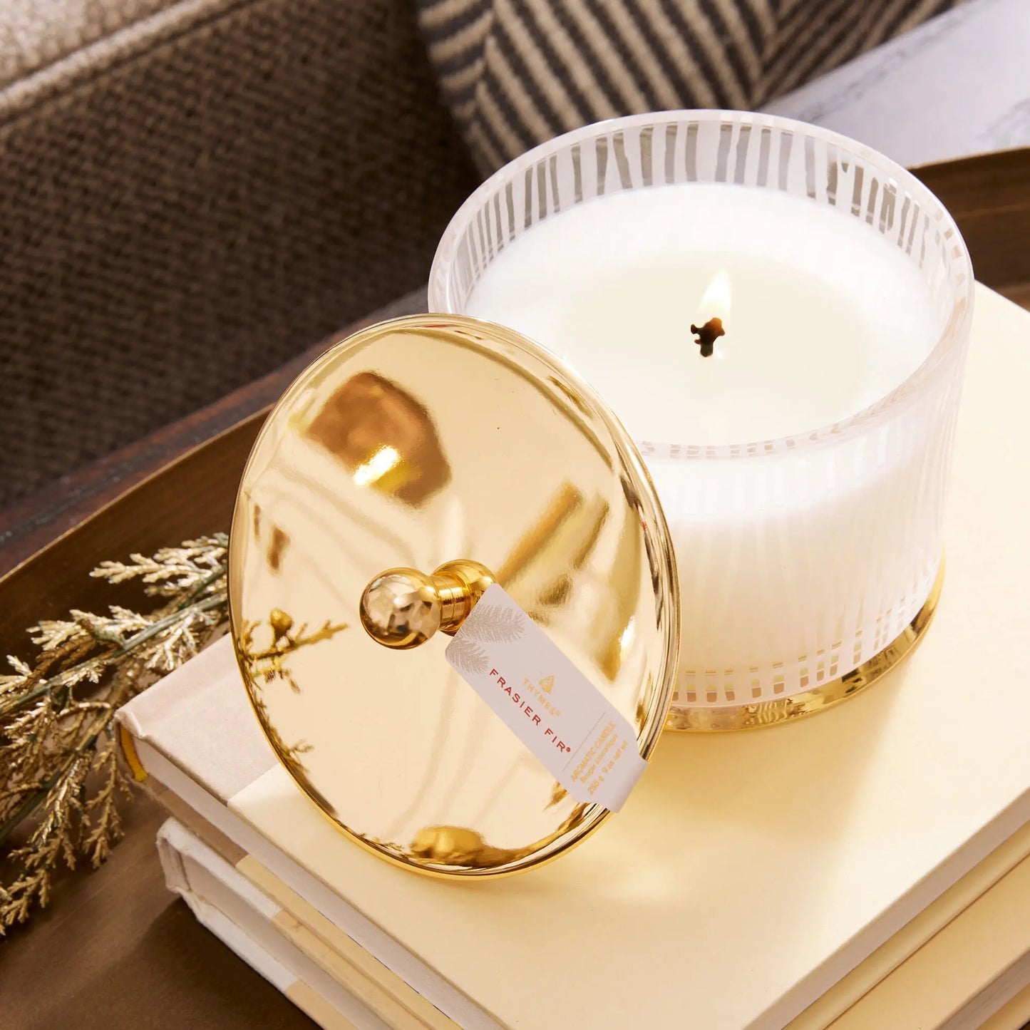 Frasier Fir Gilded Frosted Wood Grain Candle THYMES