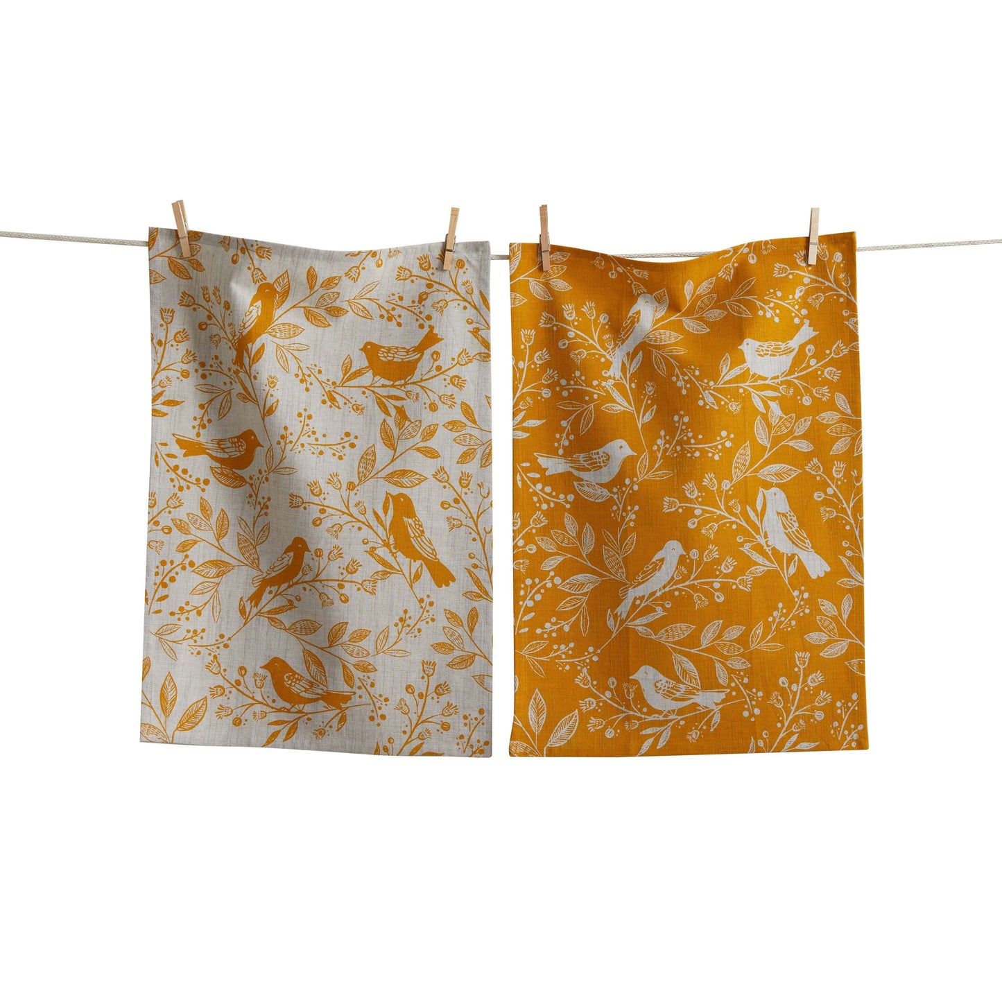 Canyon Print Birds & Vines Dishtowel, Set Of 2