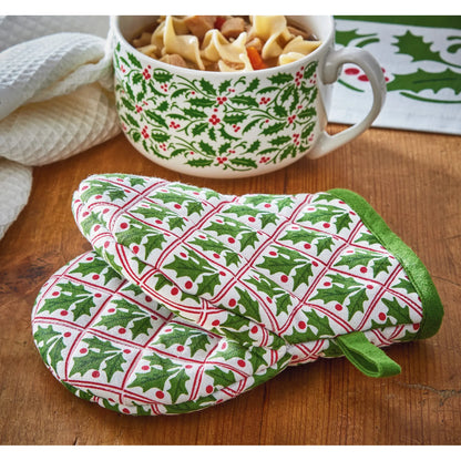 Christmas Holly Half Mitt