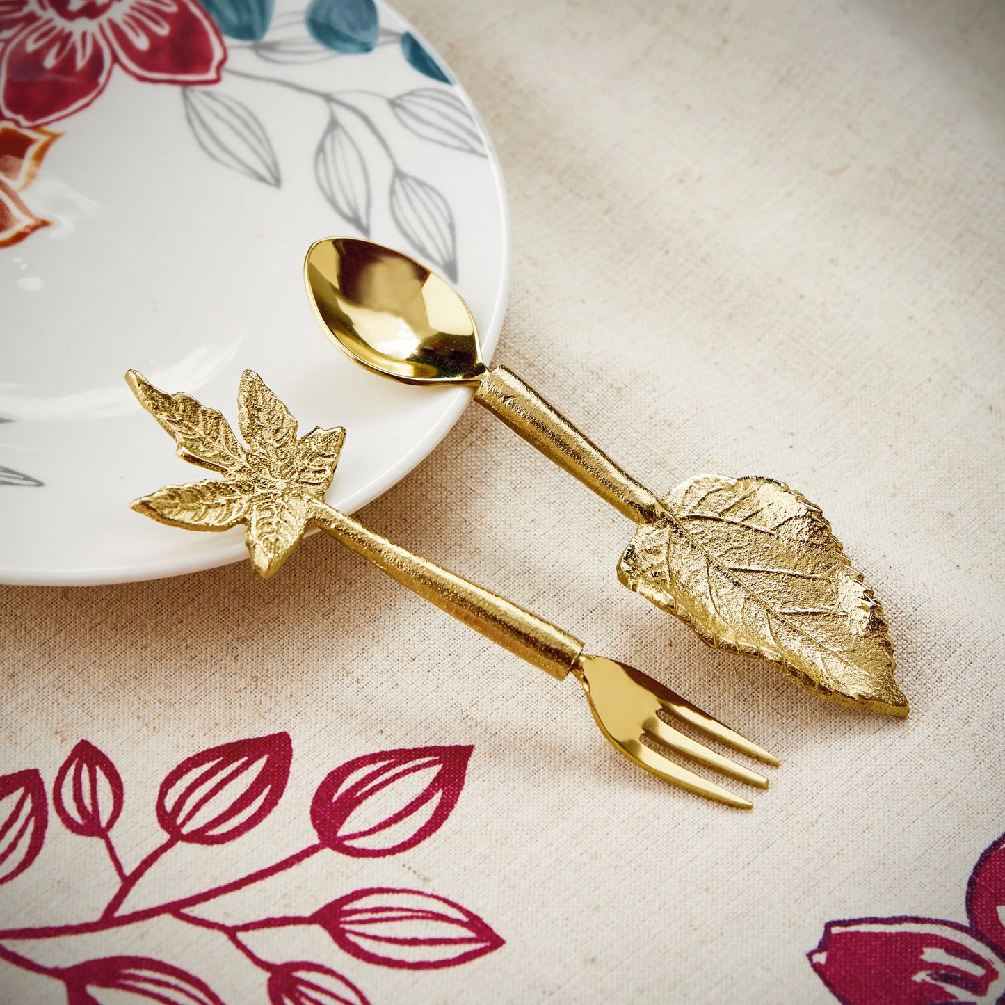 Leaf Appetizer Fork & Spoon Set Of 2