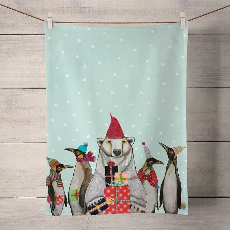 GreenBox Art Polar Bear And Penguins Tea Towel Kitchen Towels Browns Kitchen