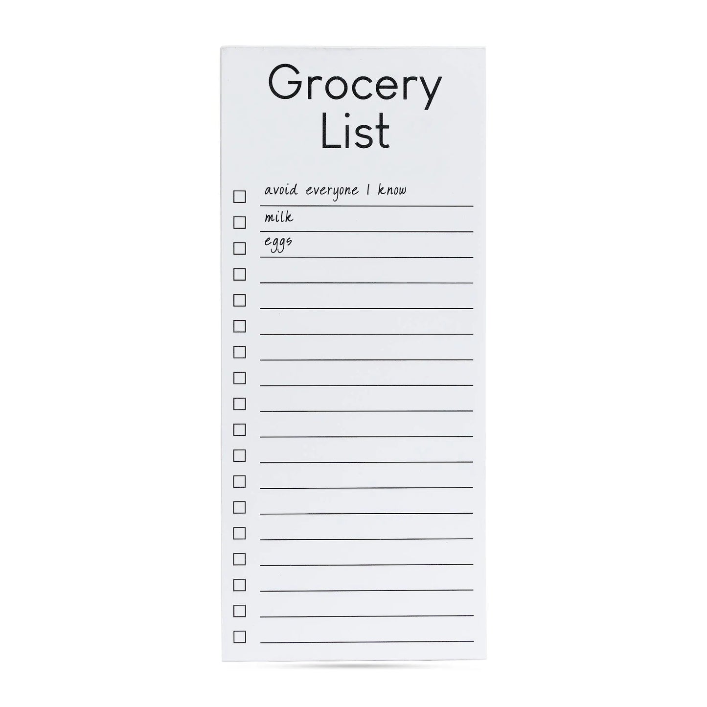 Grocery List | avoid everyone I know, milk, eggs list pad ellembee gift