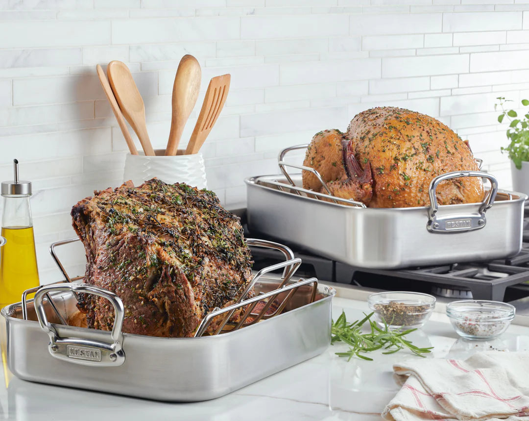 Hestan Provisions 14.5-inch Classic Clad Roaster with Rack