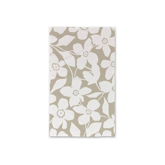 Big Tan Flowers Geometry Tea Towel