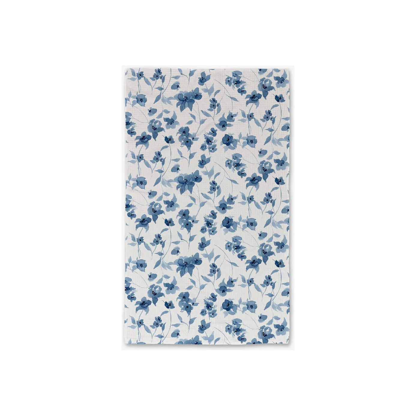 Blue Floral Geometry Tea Towel