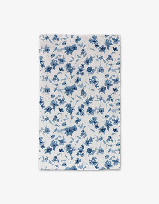 Blue Floral Geometry Tea Towel