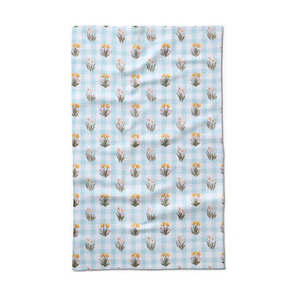 Picnic Plaid Blue Geometry Tea Towel