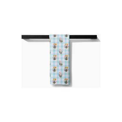 Picnic Plaid Blue Geometry Tea Towel