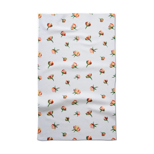 Yellow Rosebuds Geometry Tea Towel