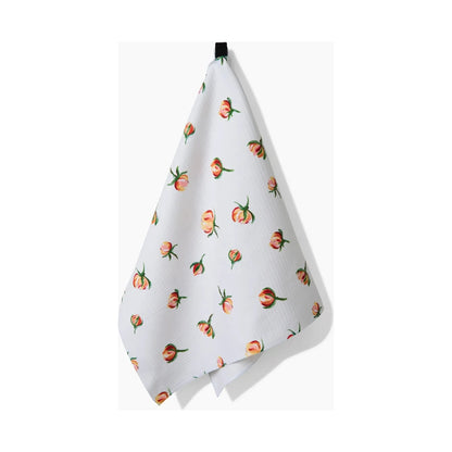 Yellow Rosebuds Geometry Tea Towel