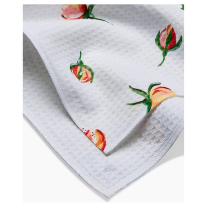 Yellow Rosebuds Geometry Tea Towel