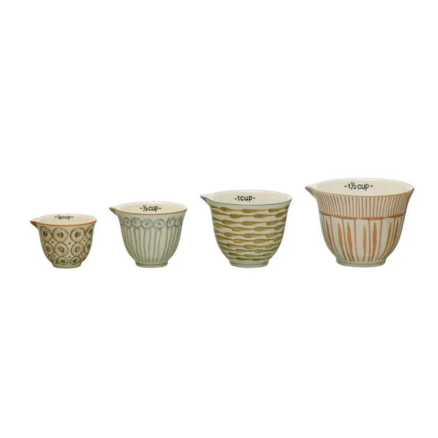 Hand-Painted Stoneware Measuring Cups CREATIVE CO-OP