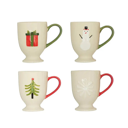 Hand-Painted Embossed Stoneware Mug w/ Holiday Image, 4 Styles  Browns Kitchen