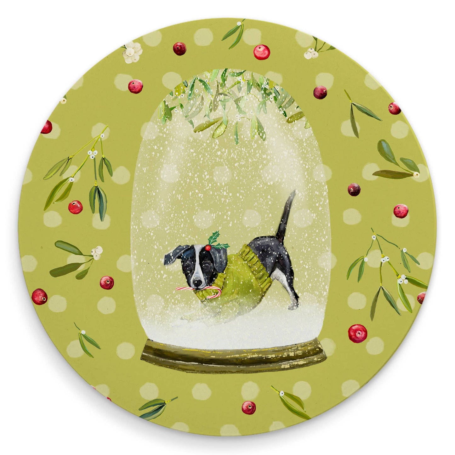 Holiday - Snow Globe - Black And White Dog Coasters  Browns Kitchen