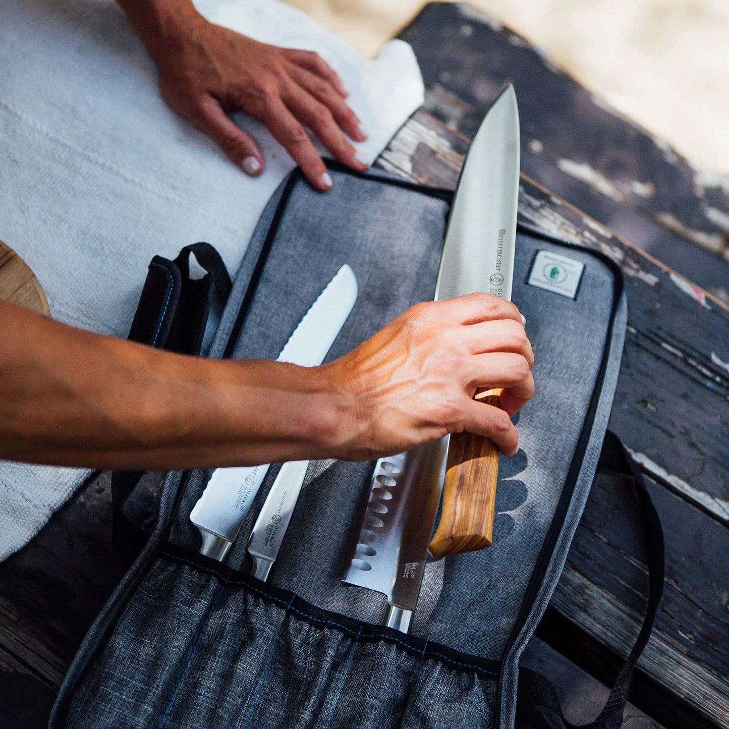 Messermeister Preservation 5 Pocket Knife Bag - Heather Gray