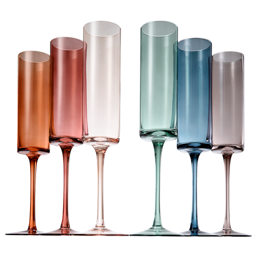 Khen Muted Rainbow Champagne Flute Stemmed Glasses Set of 6  Browns Kitchen
