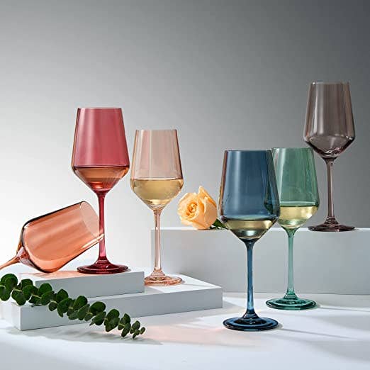Pastel Luxury Colored Crystal Wine Glass Set of 6  Browns Kitchen