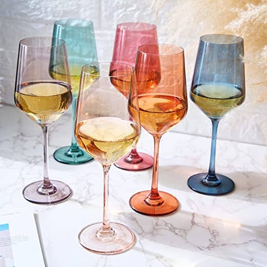 Pastel Luxury Colored Crystal Wine Glass Set of 6  Browns Kitchen