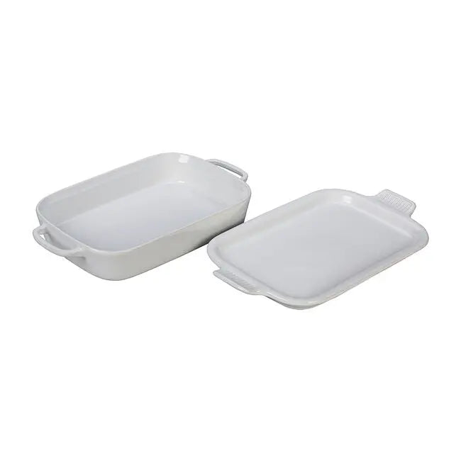 Le Creuset Dish with Platter Lid - White Bakeware Browns Kitchen