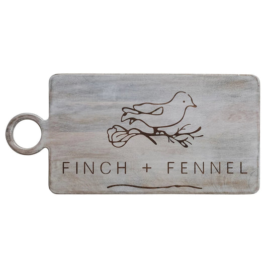 Mango Wood Sign Board, Finch + Fennel, Whitewashed