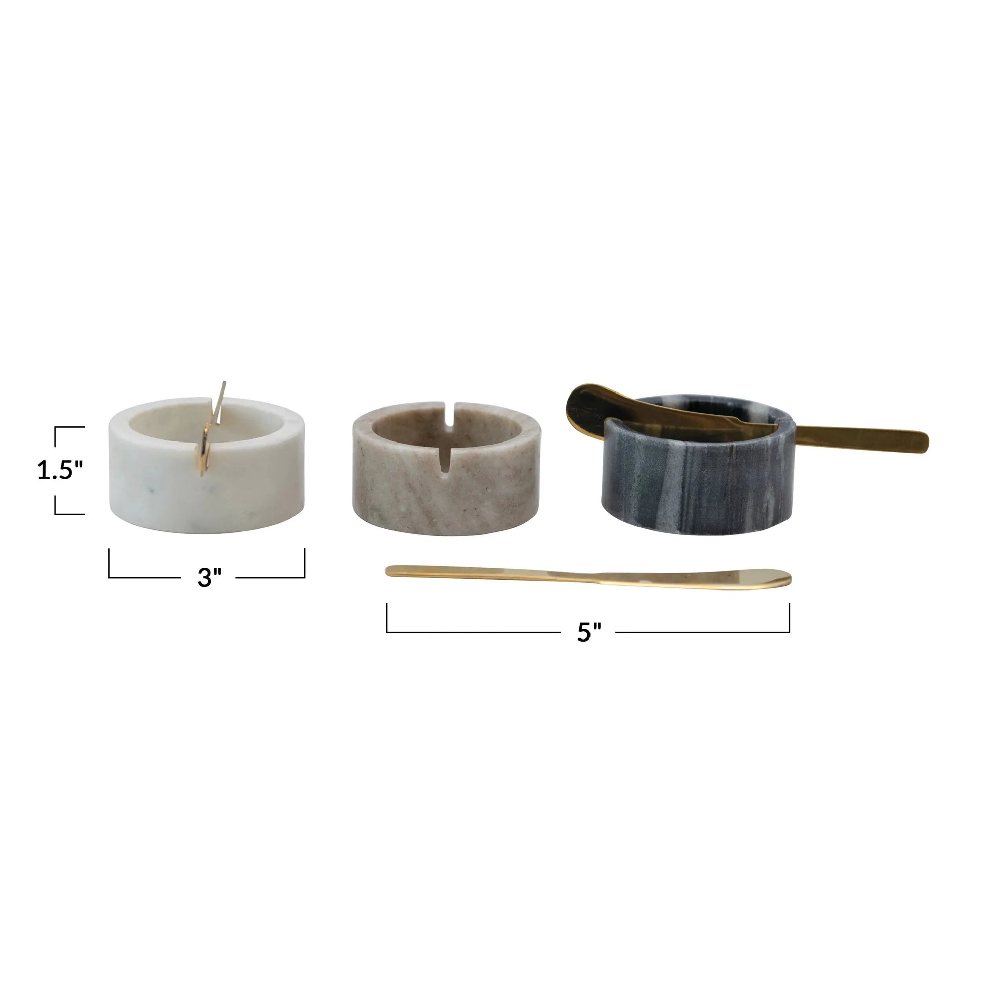 Creative Co-Op Marble Bowl with Metal Spreader Knife, Set of 2, 3 Colors CREATIVE CO-OP