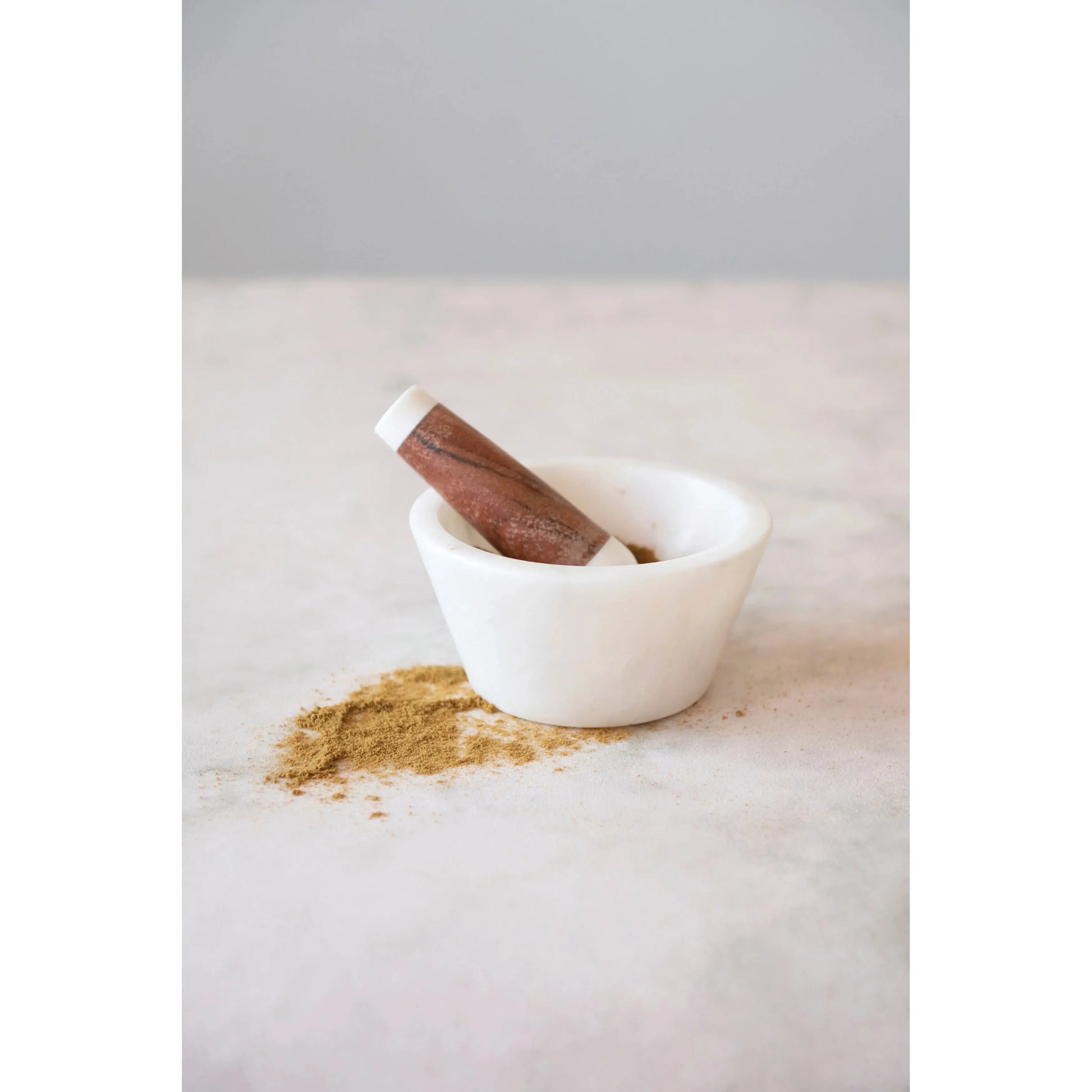 Round Marble Mortar and Pestle CREATIVE CO-OP
