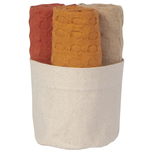 Mercantile Dishcloths in Basket Spice, Set of 3 Kitchen Towels Browns Kitchen