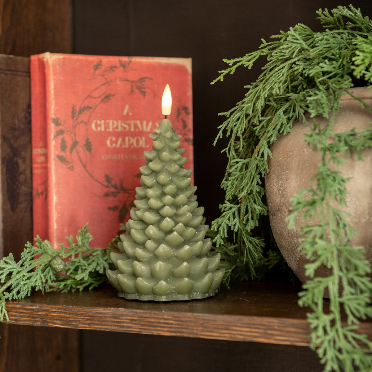 Balsam Tree Flameless Candle, 7"