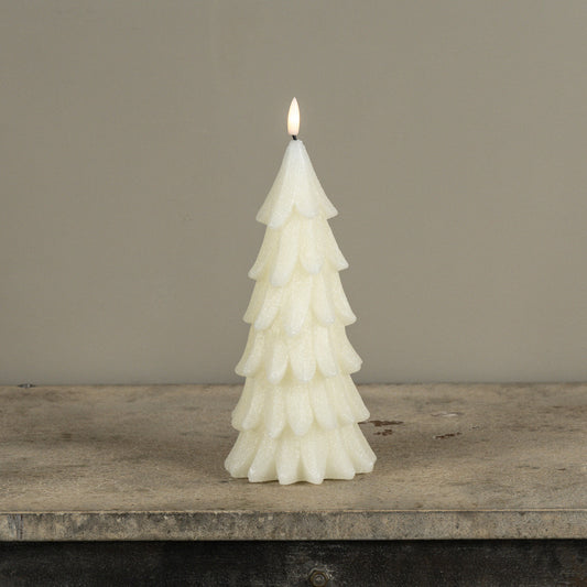 Large Alabaster Pine Flameless Candle, 9.25"