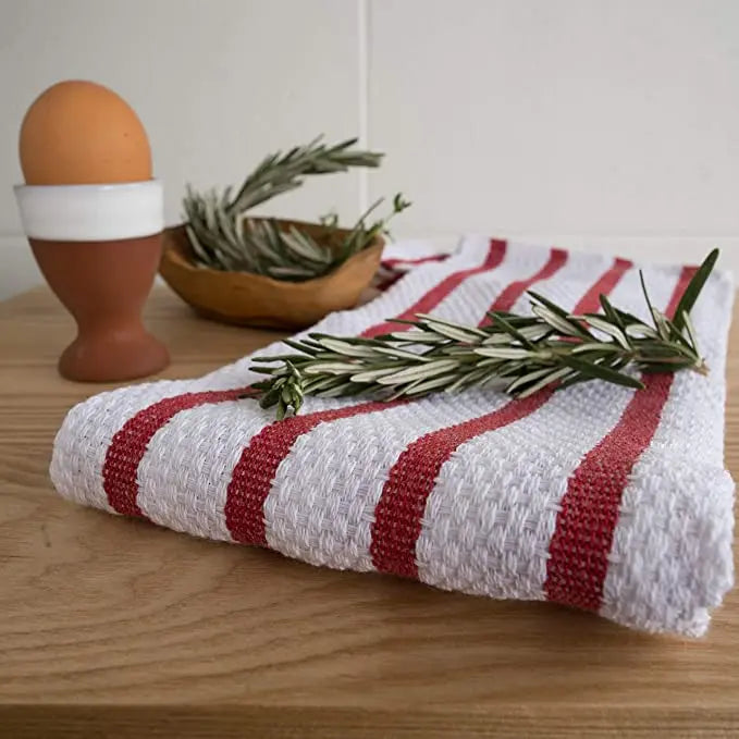 Now Designs Basketweave Kitchen Towel Red Stipe NOW DESIGNS