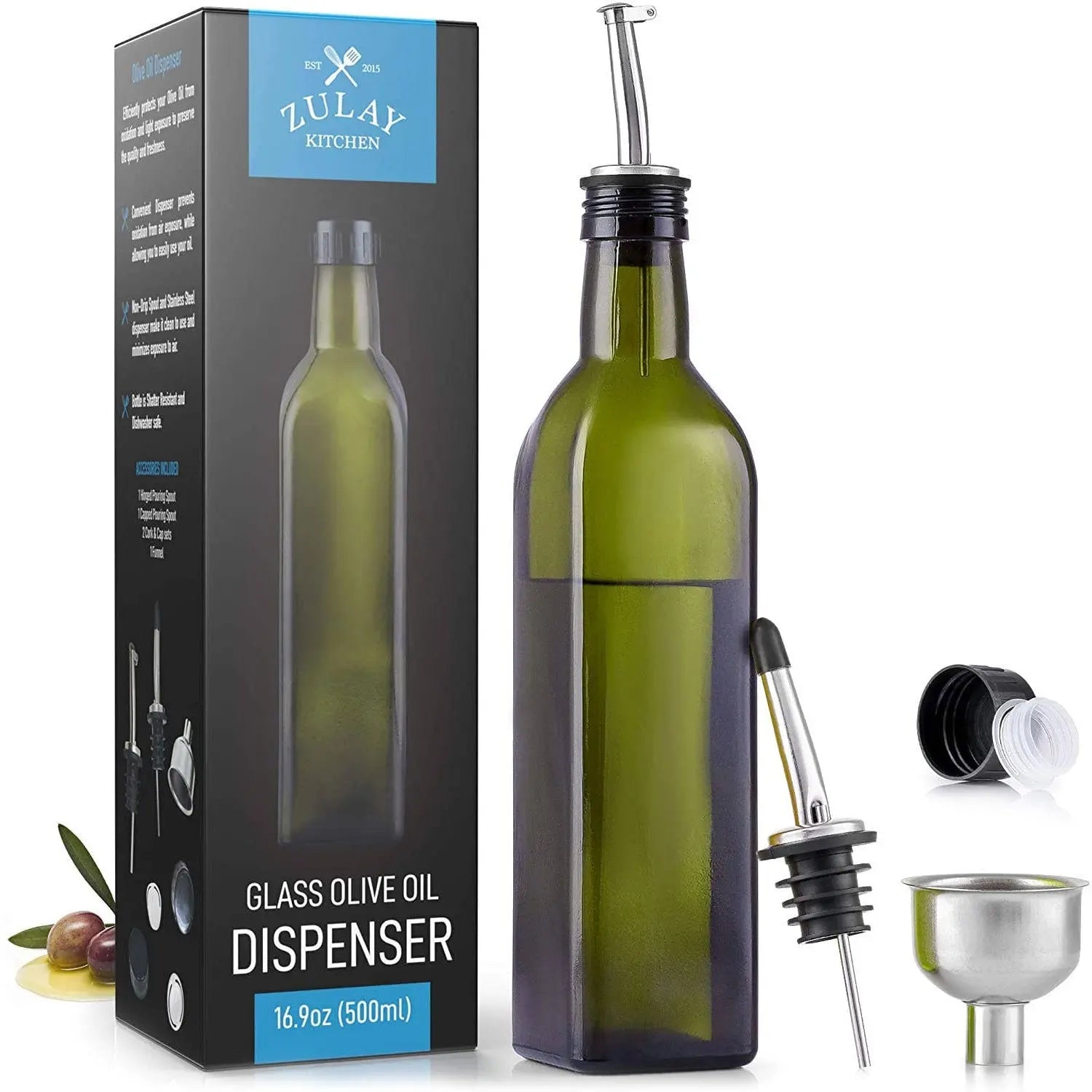 Olive Oil Dispenser Bottle For Kitchen 16.9 oz Zulay Kitchen