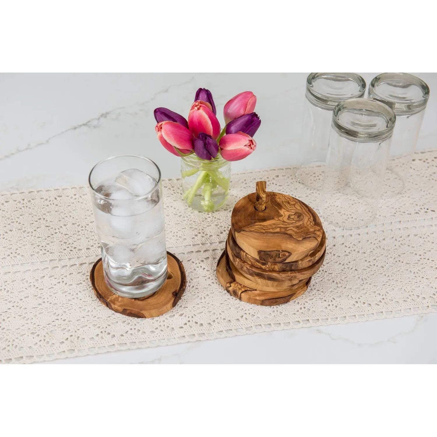 Olive Wood Coaster Set Coasters Browns Kitchen