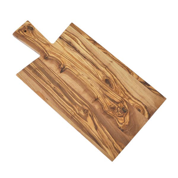 Olive Wood Rectangle Cutting Board with Handle - 16" x 8"  Browns Kitchen